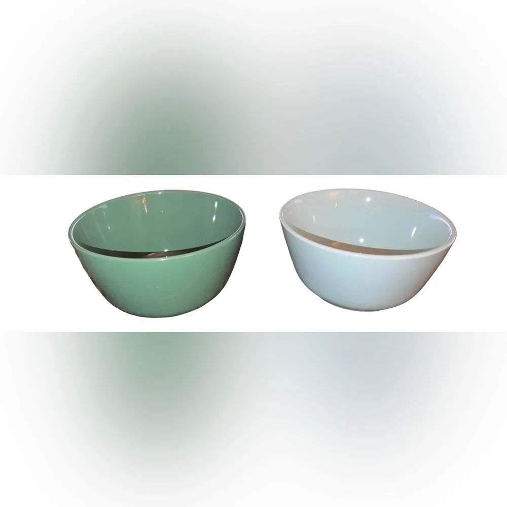 Lot Of 2 Target Stonewear Bowls Green & Light Green Cereal Salad Serving